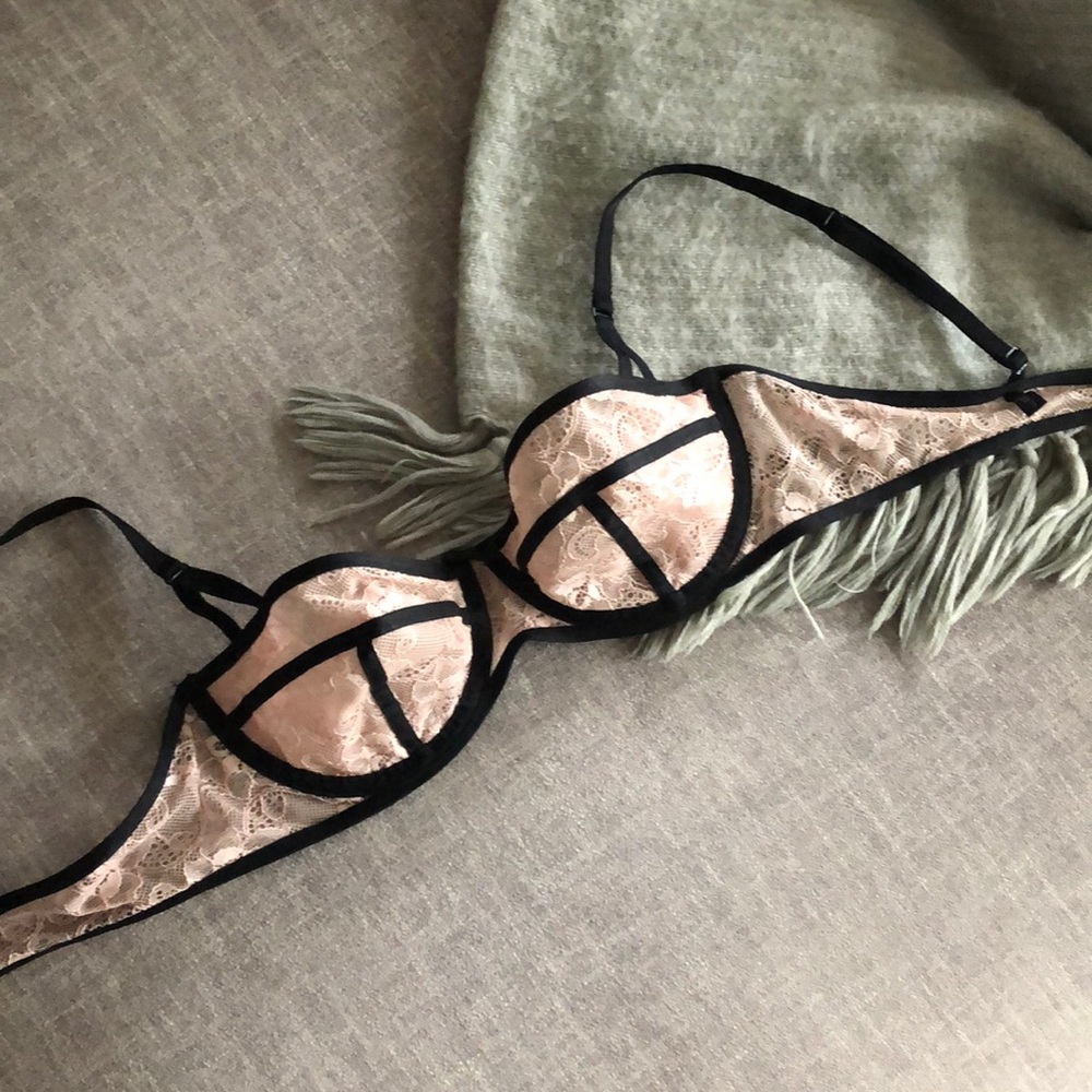 Pink lace bra